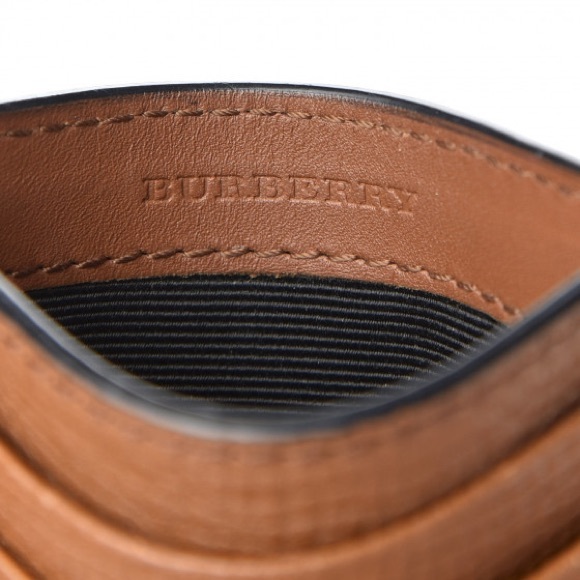 BURBERRY Grainy Calfskin House Check Sandon Card Case in Tan AUTHENTIC - Picture 6 of 7